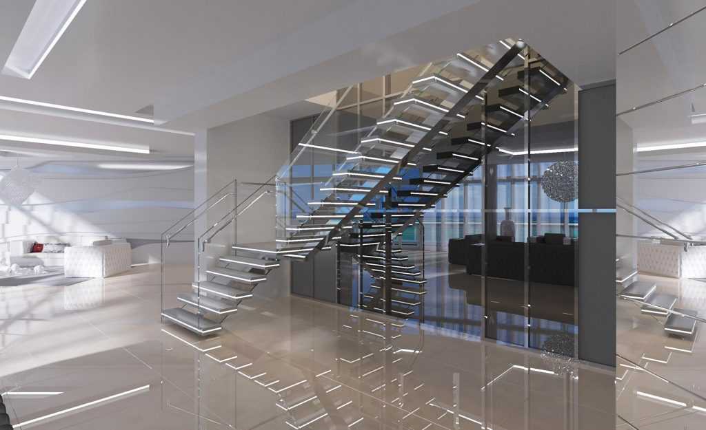 Luxury Staircase Unique-One of the kind with Buit-In LED Light at Trump Hollywood, Hollywood, FL